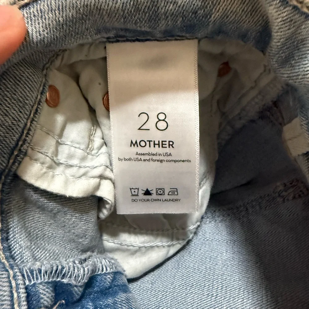 NWT MOTHER Blue Flare Wide Leg Jeans with Distressed Details - Picture 4 of 5